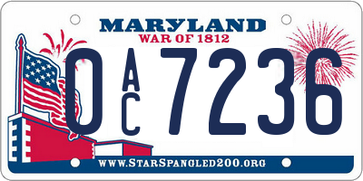MD license plate 0AC7236