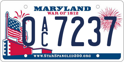 MD license plate 0AC7237