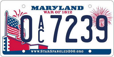 MD license plate 0AC7239