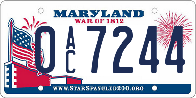 MD license plate 0AC7244