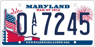 MD license plate 0AC7245