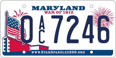 MD license plate 0AC7246