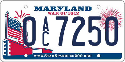 MD license plate 0AC7250