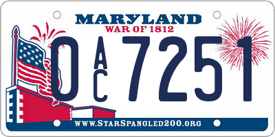 MD license plate 0AC7251
