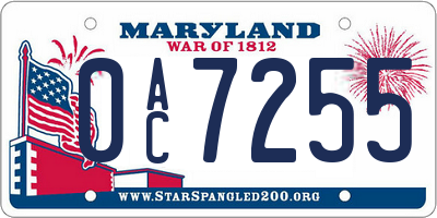 MD license plate 0AC7255