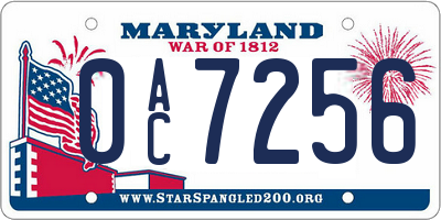 MD license plate 0AC7256