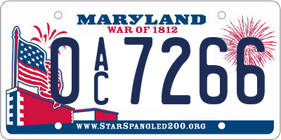 MD license plate 0AC7266