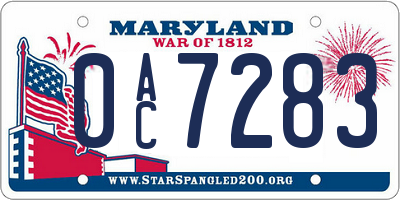 MD license plate 0AC7283