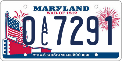 MD license plate 0AC7291