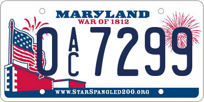 MD license plate 0AC7299