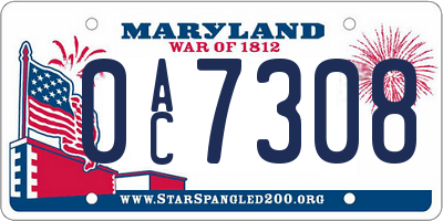MD license plate 0AC7308
