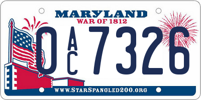 MD license plate 0AC7326