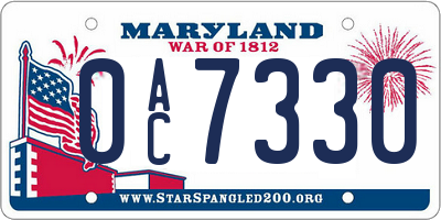 MD license plate 0AC7330