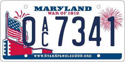 MD license plate 0AC7341