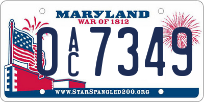 MD license plate 0AC7349