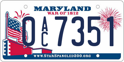 MD license plate 0AC7351