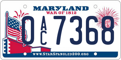MD license plate 0AC7368