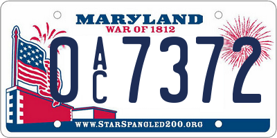 MD license plate 0AC7372