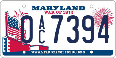 MD license plate 0AC7394