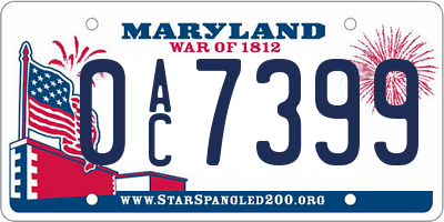 MD license plate 0AC7399
