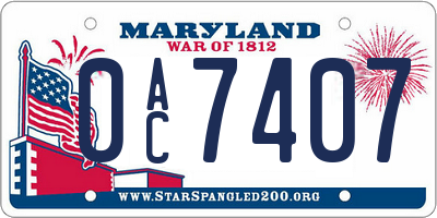 MD license plate 0AC7407
