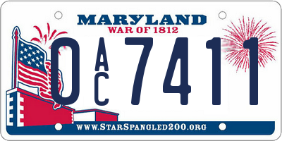 MD license plate 0AC7411