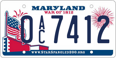 MD license plate 0AC7412
