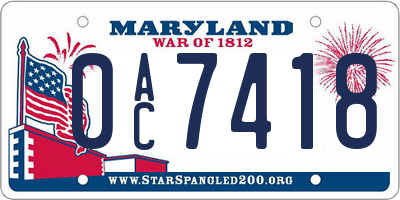 MD license plate 0AC7418