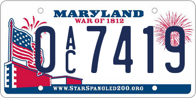 MD license plate 0AC7419