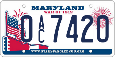 MD license plate 0AC7420