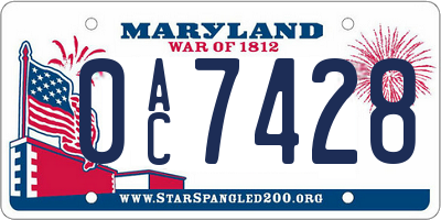 MD license plate 0AC7428