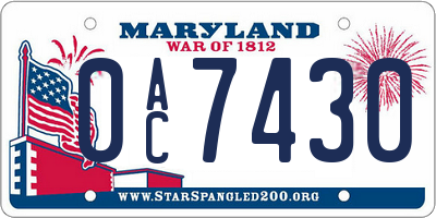 MD license plate 0AC7430