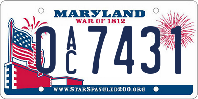 MD license plate 0AC7431