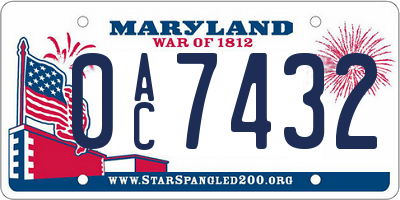 MD license plate 0AC7432