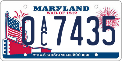 MD license plate 0AC7435