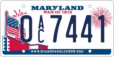 MD license plate 0AC7441
