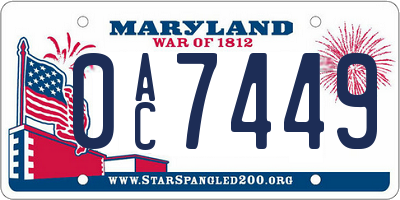 MD license plate 0AC7449