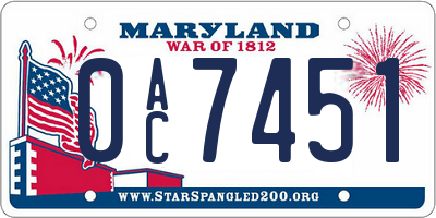 MD license plate 0AC7451