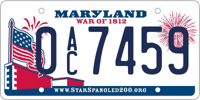 MD license plate 0AC7459
