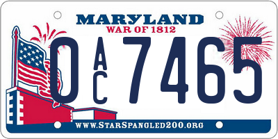 MD license plate 0AC7465