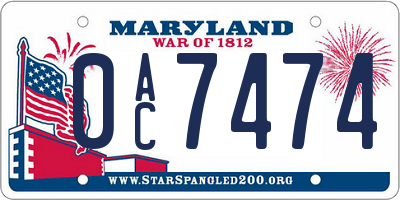 MD license plate 0AC7474
