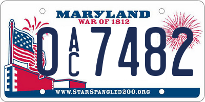 MD license plate 0AC7482