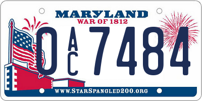 MD license plate 0AC7484