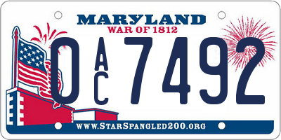 MD license plate 0AC7492