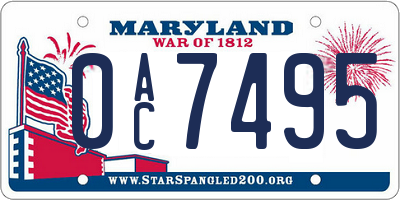 MD license plate 0AC7495