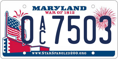 MD license plate 0AC7503