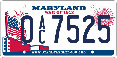 MD license plate 0AC7525