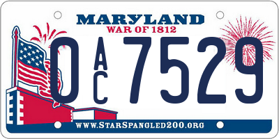 MD license plate 0AC7529