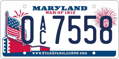 MD license plate 0AC7558