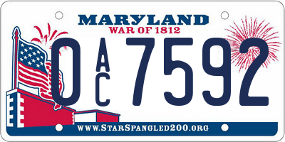 MD license plate 0AC7592